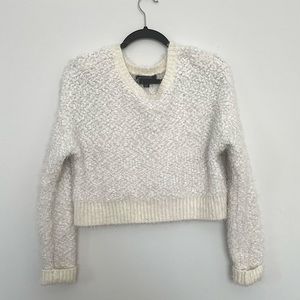 Urban Outfitters fuzzy white crewneck cropped sweater